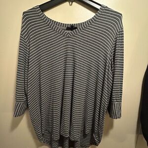 Jane and Delancey Charcoal Striped Long Sleeve Top